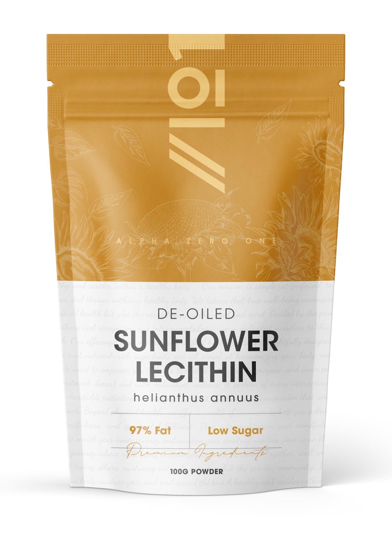 ALPHA01 Sunflower Lecithin Powder 100g â€“ De-Oiled 97% Essential Fat â€“ Premium Quality â€“ Resealable and Recyclable Pouch by Alpha01 - Image 1